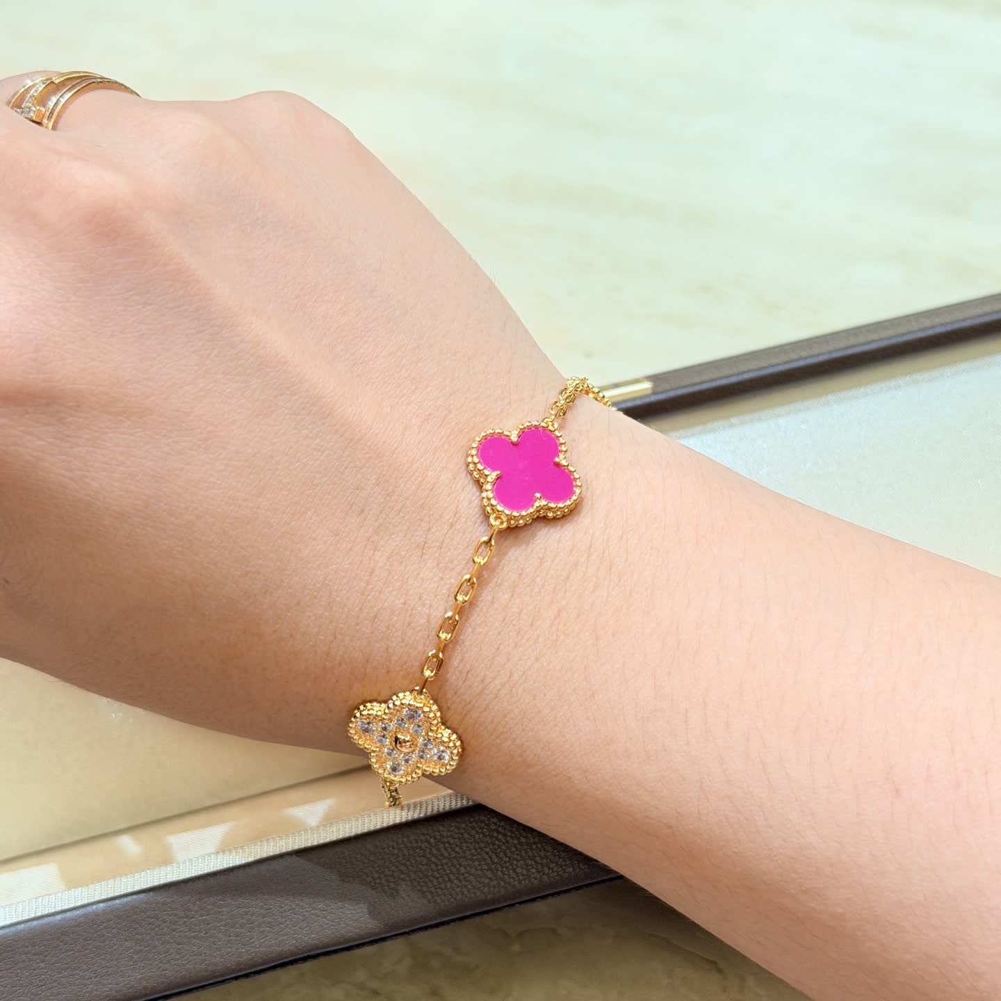 Van Cleef & Arpels Magic Alhambra Pink Enamel Bracelet